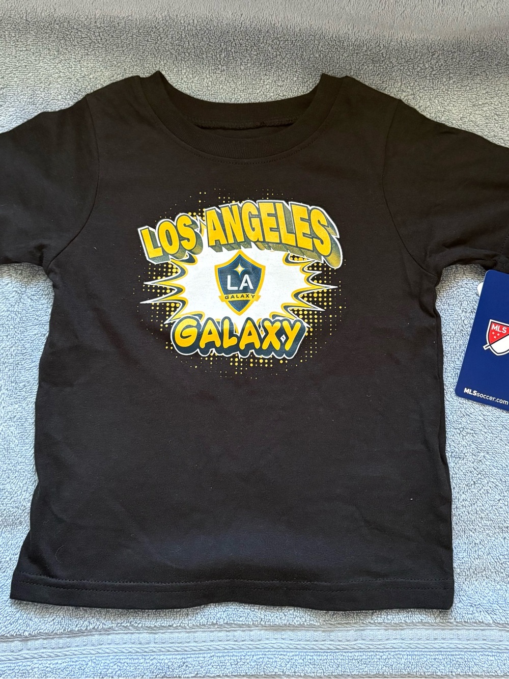La Galaxy Kids Black Tee with Yellow & White LA Galaxy Graphic